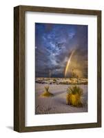 USA, New Mexico, White Sands National Park. Thunderstorm rainbow over desert.-Jaynes Gallery-Framed Photographic Print