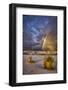 USA, New Mexico, White Sands National Park. Thunderstorm rainbow over desert.-Jaynes Gallery-Framed Photographic Print