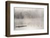 USA, New York, Adirondack Mountains, Lake Placid, Mirror Lake float with fog-Walter Bibikow-Framed Photographic Print