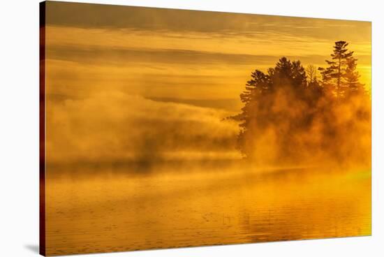 USA, New York, Adirondack Mountains. Morning Mist on Raquette Lake-Jay O'brien-Stretched Canvas