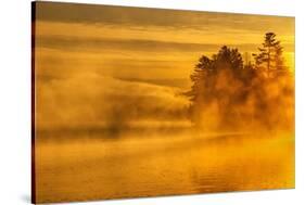 USA, New York, Adirondack Mountains. Morning Mist on Raquette Lake-Jay O'brien-Stretched Canvas