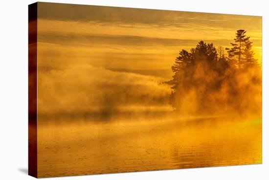 USA, New York, Adirondack Mountains. Morning Mist on Raquette Lake-Jay O'brien-Stretched Canvas