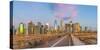 Usa, New York, Brooklyn Bridge and Lower Manhattan Skyline with Freedom Tower-Alan Copson-Stretched Canvas