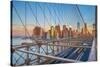 Usa, New York, Brooklyn Bridge and Lower Manhattan Skyline with Freedom Tower-Alan Copson-Stretched Canvas