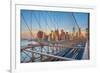 Usa, New York, Brooklyn Bridge and Lower Manhattan Skyline with Freedom Tower-Alan Copson-Framed Photographic Print