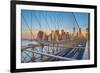 Usa, New York, Brooklyn Bridge and Lower Manhattan Skyline with Freedom Tower-Alan Copson-Framed Photographic Print