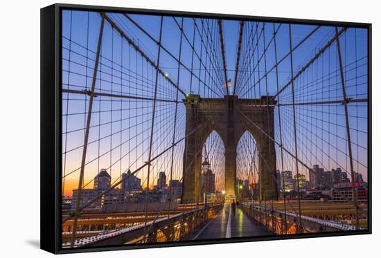 Usa, New York, Brooklyn Bridge-Alan Copson-Framed Stretched Canvas