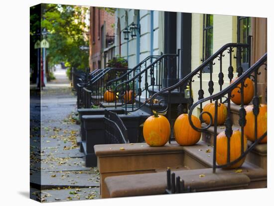 USA, New York, Brooklyn, Brooklyn Heights, Halloween Pumpkins-Alan Copson-Stretched Canvas