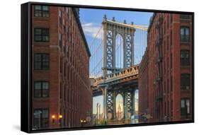 Usa, New York, Brooklyn, Dumbo, Manhattan Bridge and Empire State Building-Michele Falzone-Framed Stretched Canvas