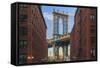 Usa, New York, Brooklyn, Dumbo, Manhattan Bridge and Empire State Building-Michele Falzone-Framed Stretched Canvas