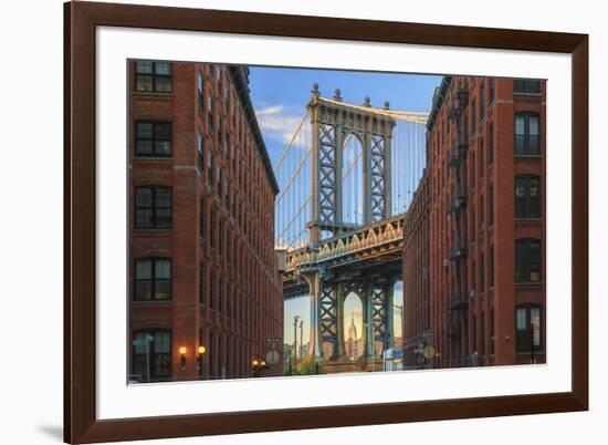 Usa, New York, Brooklyn, Dumbo, Manhattan Bridge and Empire State Building-Michele Falzone-Framed Photographic Print