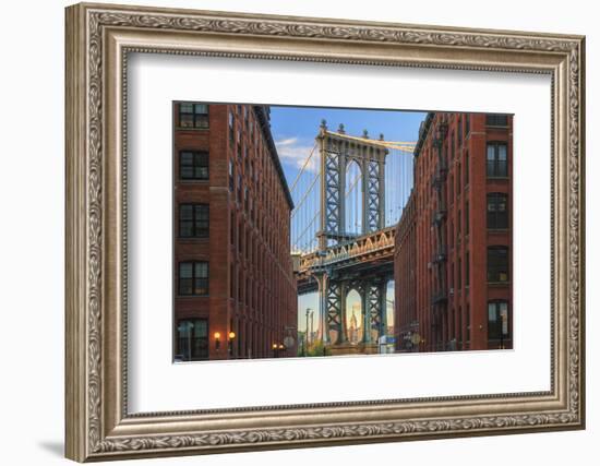 Usa, New York, Brooklyn, Dumbo, Manhattan Bridge and Empire State Building-Michele Falzone-Framed Photographic Print