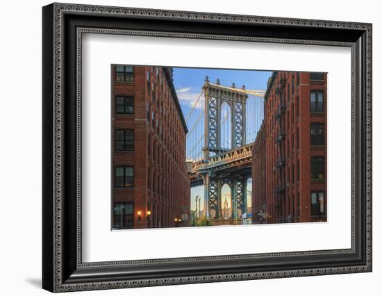 Usa, New York, Brooklyn, Dumbo, Manhattan Bridge and Empire State Building-Michele Falzone-Framed Photographic Print