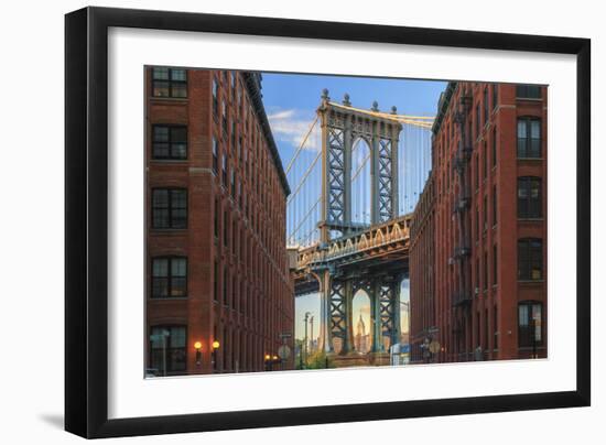 Usa, New York, Brooklyn, Dumbo, Manhattan Bridge and Empire State Building-Michele Falzone-Framed Photographic Print