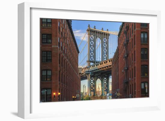 Usa, New York, Brooklyn, Dumbo, Manhattan Bridge and Empire State Building-Michele Falzone-Framed Photographic Print