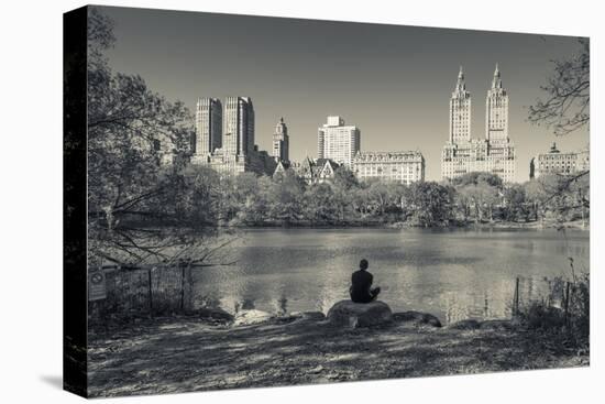 USA, New York, Central Park, Upper West Side Buildings in Fall-Walter Bibikow-Stretched Canvas