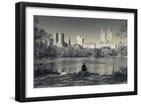 USA, New York, Central Park, Upper West Side Buildings in Fall-Walter Bibikow-Framed Photographic Print