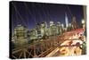 Usa, New York City, Brooklyn Bridge and Lower Manhattan Skyline-Michele Falzone-Stretched Canvas