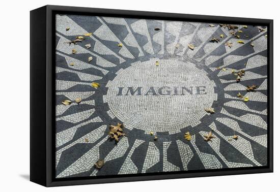 USA, New York, City, Central Park, John Lennon Memorial, Imagine-Walter Bibikow-Framed Stretched Canvas