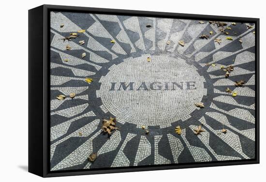 USA, New York, City, Central Park, John Lennon Memorial, Imagine-Walter Bibikow-Framed Stretched Canvas