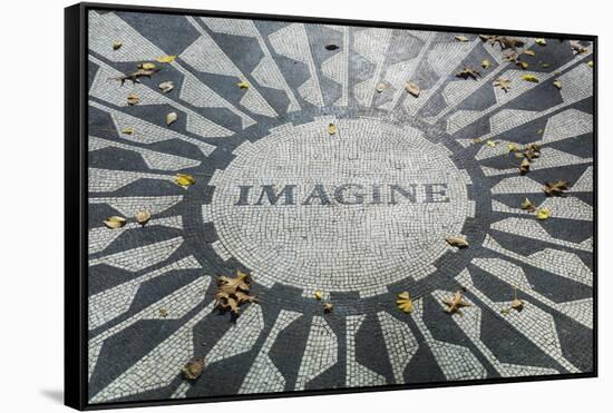 USA, New York, City, Central Park, John Lennon Memorial, Imagine-Walter Bibikow-Framed Stretched Canvas