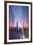 USA, New York City, Lower Manhattan and Freedom Tower from 9-11 Memorial-Walter Bibikow-Framed Photographic Print