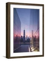 USA, New York City, Lower Manhattan and Freedom Tower from 9-11 Memorial-Walter Bibikow-Framed Photographic Print