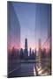 USA, New York City, Lower Manhattan and Freedom Tower from 9-11 Memorial-Walter Bibikow-Mounted Photographic Print