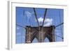 USA, New York City, Manhattan, Brooklyn Bridge, Bridge Pillar, Steel Ropes-Catharina Lux-Framed Photographic Print