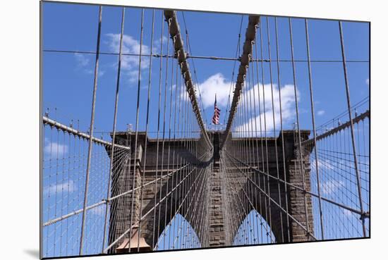 USA, New York City, Manhattan, Brooklyn Bridge, Bridge Pillar, Steel Ropes-Catharina Lux-Mounted Photographic Print