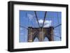 USA, New York City, Manhattan, Brooklyn Bridge, Bridge Pillar, Steel Ropes-Catharina Lux-Framed Photographic Print