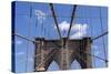 USA, New York City, Manhattan, Brooklyn Bridge, Bridge Pillar, Steel Ropes-Catharina Lux-Stretched Canvas