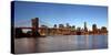 USA, New York City, Manhattan, Brooklyn Bridge, View from Brooklyn, Evening, Panorama-Catharina Lux-Stretched Canvas