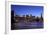 USA, New York City, Manhattan, Brooklyn Bridge, View from Brooklyn, Evening-Catharina Lux-Framed Photographic Print