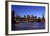 USA, New York City, Manhattan, Brooklyn Bridge, View from Brooklyn, Evening-Catharina Lux-Framed Photographic Print
