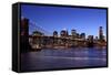 USA, New York City, Manhattan, Brooklyn Bridge, View from Brooklyn, Evening-Catharina Lux-Framed Stretched Canvas