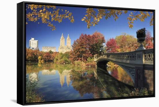 Usa, New York City, Manhattan, Central Park, Bow Bridge-Michele Falzone-Framed Stretched Canvas