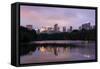 USA, New York City, Manhattan, Central Park, the Lake, View Westwards, Dusk-Catharina Lux-Framed Stretched Canvas