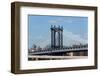 USA, New York City, Manhattan, Manhattan Bridge and Skyline, View from Brooklyn Bridge-Catharina Lux-Framed Photographic Print