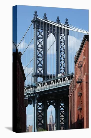 USA, New York City, Manhattan, Manhattan Bridge, Empire State Building-Catharina Lux-Stretched Canvas