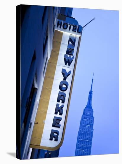 USA, New York City, Manhattan, New Yorker Hotel and Empire State Building-Gavin Hellier-Stretched Canvas