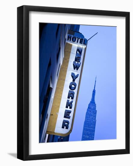 USA, New York City, Manhattan, New Yorker Hotel and Empire State Building-Gavin Hellier-Framed Photographic Print