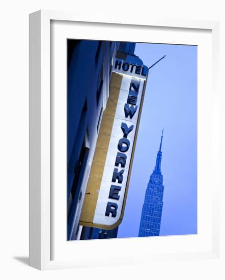 USA, New York City, Manhattan, New Yorker Hotel and Empire State Building-Gavin Hellier-Framed Photographic Print