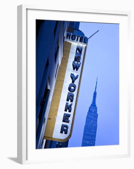 USA, New York City, Manhattan, New Yorker Hotel and Empire State Building-Gavin Hellier-Framed Photographic Print