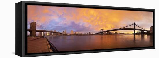 USA, New York City, Manhattan, the Brooklyn and Manhattan Bridges Spanning the East River-Gavin Hellier-Framed Stretched Canvas