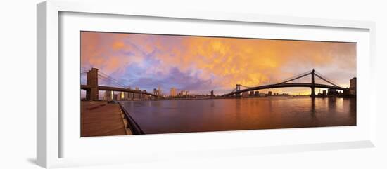 USA, New York City, Manhattan, the Brooklyn and Manhattan Bridges Spanning the East River-Gavin Hellier-Framed Photographic Print