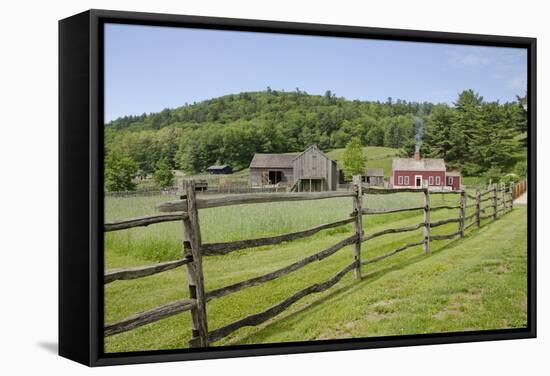 USA, New York, Farmers' Museum. Lippitt Farm house and Brooks Barn.-Cindy Miller Hopkins-Framed Stretched Canvas