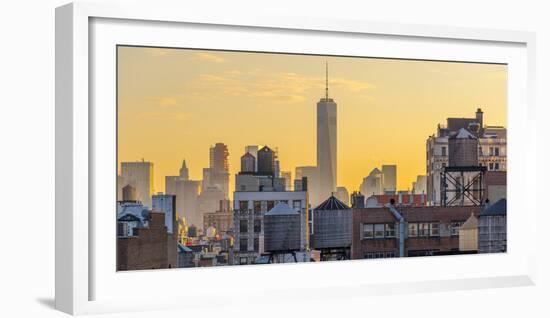 Usa, New York, Freedom Tower over Rooftops and Water Tanks-Alan Copson-Framed Photographic Print