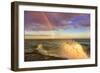 USA, New York, Lake Ontario, Clark's Point. Double rainbow over lake.-Fred Lord-Framed Photographic Print