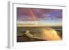 USA, New York, Lake Ontario, Clark's Point. Double rainbow over lake.-Fred Lord-Framed Photographic Print